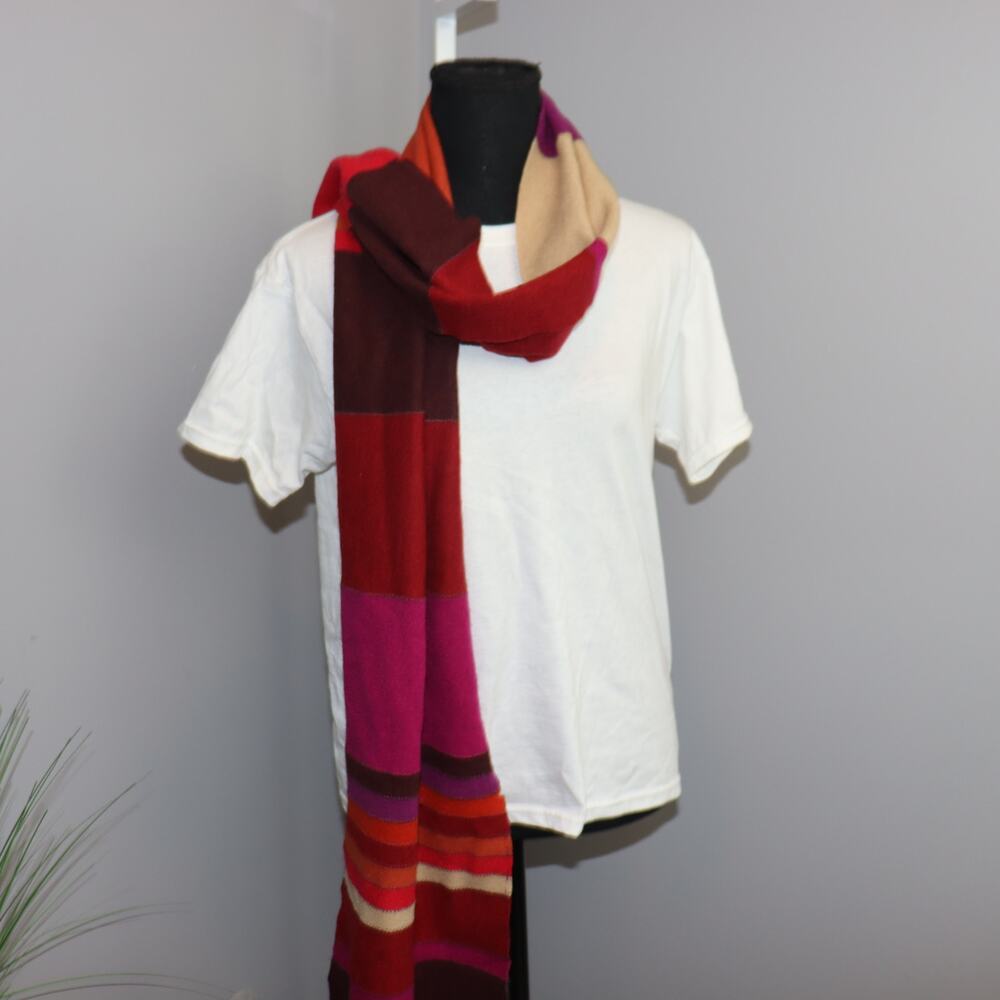 Coldwater Creek Multicolor Wool Blend Scarf‎ – Bold Colorblock Stripes